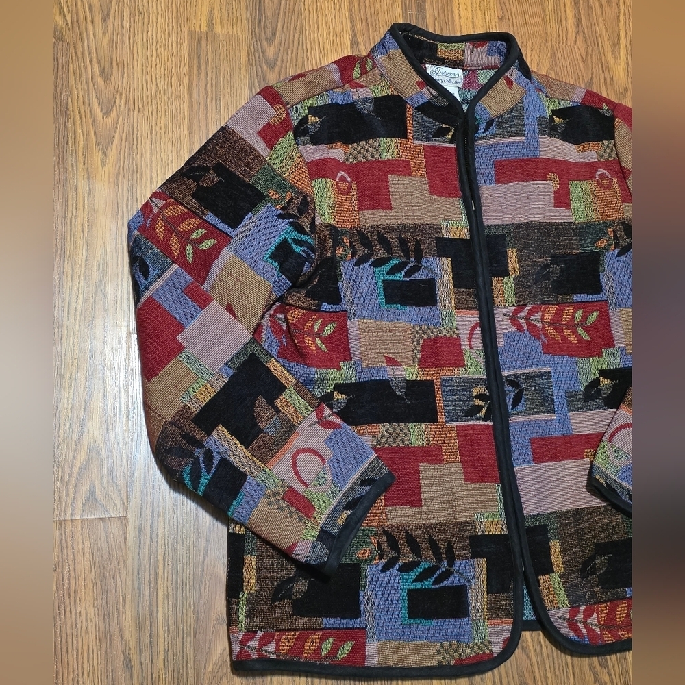 Vintage Tradition Country Patchwork Tapestry Jacket Chenille Women's 16 D88 - Picture 3 of 9